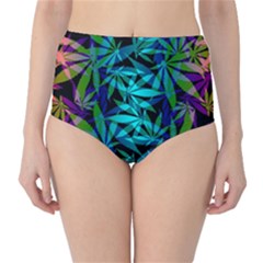 420 Ganja Pattern, Weed Leafs, Marihujana In Colors Classic High-waist Bikini Bottoms