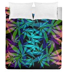 420 Ganja Pattern, Weed Leafs, Marihujana In Colors Duvet Cover Double Side (queen Size)