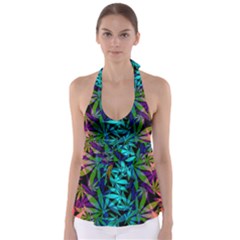 420 Ganja Pattern, Weed Leafs, Marihujana In Colors Babydoll Tankini Top by Casemiro