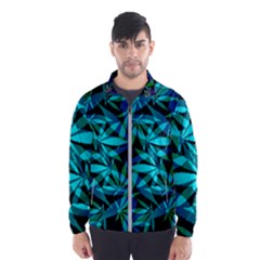 420 Ganja Pattern, Weed Leafs, Marihujana In Colors Men s Windbreaker