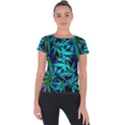 420 ganja pattern, weed leafs, marihujana in colors Short Sleeve Sports Top  View1