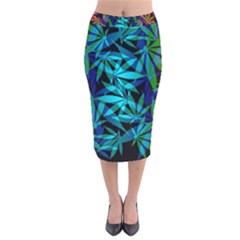 420 Ganja Pattern, Weed Leafs, Marihujana In Colors Velvet Midi Pencil Skirt by Casemiro