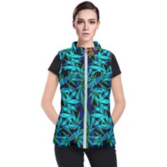 420 Ganja Pattern, Weed Leafs, Marihujana In Colors Women s Puffer Vest