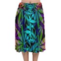 420 ganja pattern, weed leafs, marihujana in colors Velvet Flared Midi Skirt View1