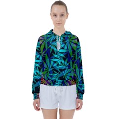 420 Ganja Pattern, Weed Leafs, Marihujana In Colors Women s Tie Up Sweat by Casemiro