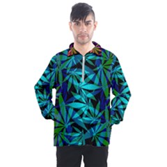 420 Ganja Pattern, Weed Leafs, Marihujana In Colors Men s Half Zip Pullover