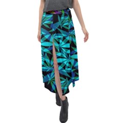 420 Ganja Pattern, Weed Leafs, Marihujana In Colors Velour Split Maxi Skirt by Casemiro