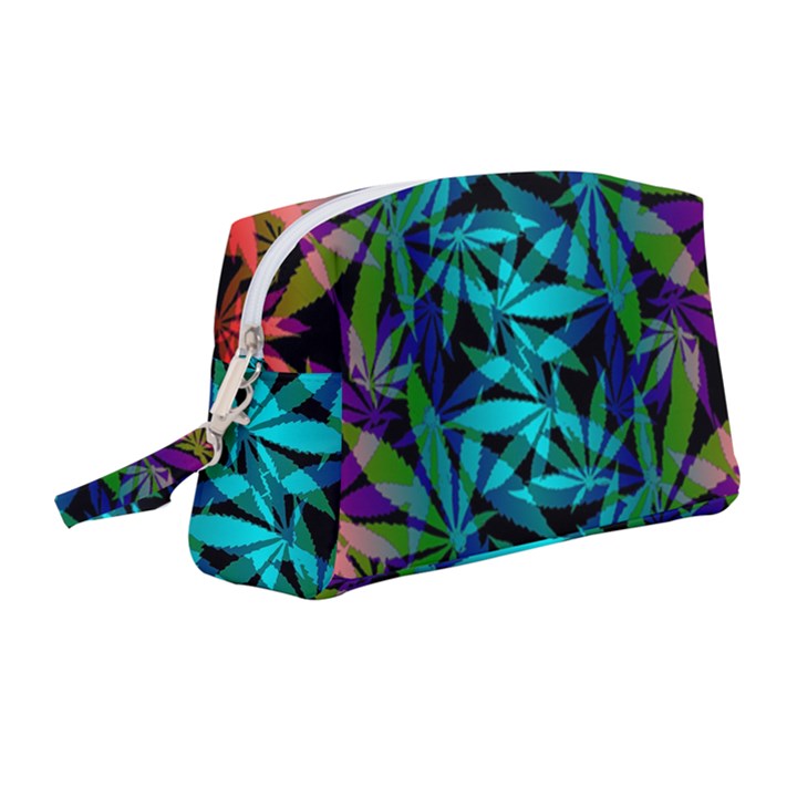 420 ganja pattern, weed leafs, marihujana in colors Wristlet Pouch Bag (Medium)