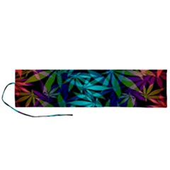 420 Ganja Pattern, Weed Leafs, Marihujana In Colors Roll Up Canvas Pencil Holder (l)