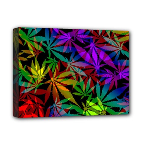 Ganja In Rainbow Colors, Weed Pattern, Marihujana Theme Deluxe Canvas 16  X 12  (stretched)  by Casemiro