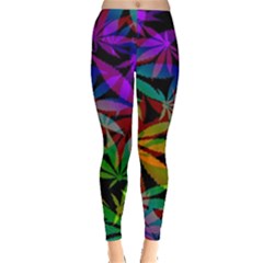 Ganja In Rainbow Colors, Weed Pattern, Marihujana Theme Leggings  by Casemiro