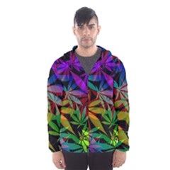 Ganja In Rainbow Colors, Weed Pattern, Marihujana Theme Men s Hooded Windbreaker by Casemiro