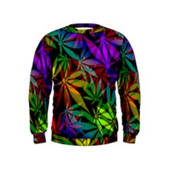 Ganja In Rainbow Colors, Weed Pattern, Marihujana Theme Kids  Sweatshirt by Casemiro