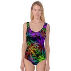 Ganja In Rainbow Colors, Weed Pattern, Marihujana Theme Princess Tank Leotard  by Casemiro