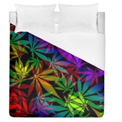 Ganja In Rainbow Colors, Weed Pattern, Marihujana Theme Duvet Cover (queen Size) by Casemiro