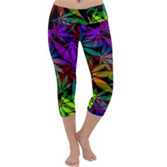 Ganja In Rainbow Colors, Weed Pattern, Marihujana Theme Capri Yoga Leggings by Casemiro