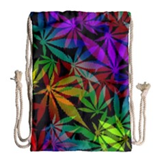 Ganja In Rainbow Colors, Weed Pattern, Marihujana Theme Drawstring Bag (large) by Casemiro