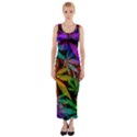 Ganja in rainbow colors, weed pattern, marihujana theme Fitted Maxi Dress View1