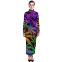 Ganja in rainbow colors, weed pattern, marihujana theme Turtleneck Maxi Dress View1