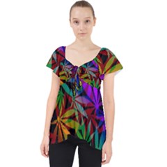 Ganja In Rainbow Colors, Weed Pattern, Marihujana Theme Lace Front Dolly Top by Casemiro