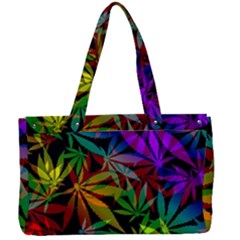 Ganja In Rainbow Colors, Weed Pattern, Marihujana Theme Canvas Work Bag by Casemiro