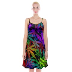 Ganja In Rainbow Colors, Weed Pattern, Marihujana Theme Spaghetti Strap Velvet Dress by Casemiro