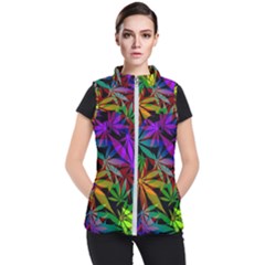 Ganja In Rainbow Colors, Weed Pattern, Marihujana Theme Women s Puffer Vest by Casemiro