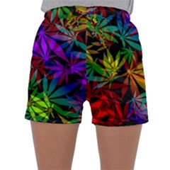 Ganja In Rainbow Colors, Weed Pattern, Marihujana Theme Sleepwear Shorts by Casemiro