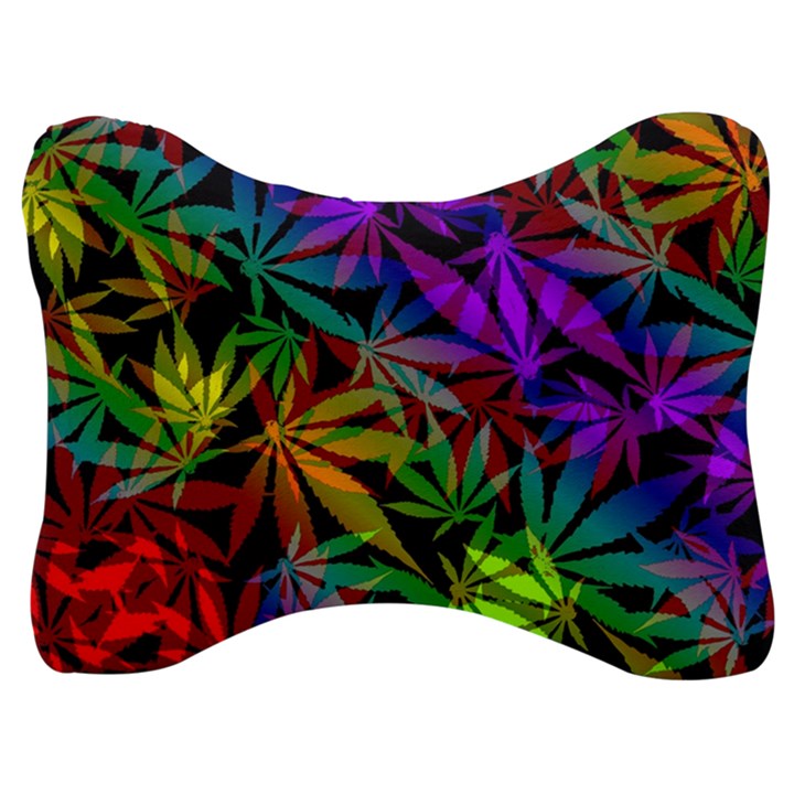 Ganja in rainbow colors, weed pattern, marihujana theme Velour Seat Head Rest Cushion