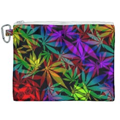 Ganja In Rainbow Colors, Weed Pattern, Marihujana Theme Canvas Cosmetic Bag (xxl) by Casemiro