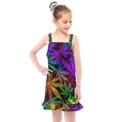 Ganja In Rainbow Colors, Weed Pattern, Marihujana Theme Kids  Overall Dress