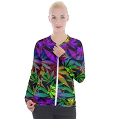 Ganja In Rainbow Colors, Weed Pattern, Marihujana Theme Casual Zip Up Jacket by Casemiro