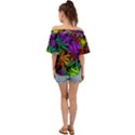 Ganja in rainbow colors, weed pattern, marihujana theme Off Shoulder Short Sleeve Top View2