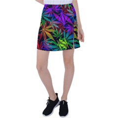 Ganja In Rainbow Colors, Weed Pattern, Marihujana Theme Tennis Skirt