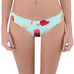 Ice Cream Pattern, Light Blue Background Reversible Hipster Bikini Bottoms