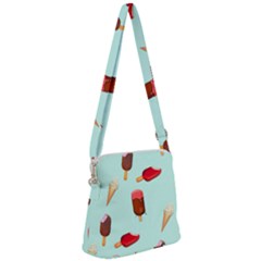 Ice Cream Pattern, Light Blue Background Zipper Messenger Bag