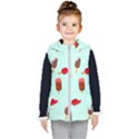 Ice Cream pattern, light blue background Kids  Hooded Puffer Vest View1