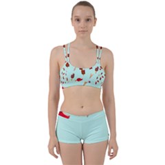 Ice Cream Pattern, Light Blue Background Perfect Fit Gym Set by Casemiro