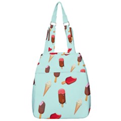 Ice Cream Pattern, Light Blue Background Center Zip Backpack