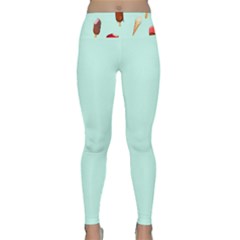 Ice Cream Pattern, Light Blue Background Lightweight Velour Classic Yoga Leggings