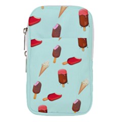 Ice Cream Pattern, Light Blue Background Waist Pouch (large)