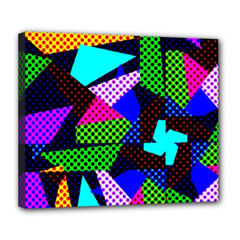 Trippy Blocks, Dotted Geometric Pattern Deluxe Canvas 24  X 20  (stretched) by Casemiro