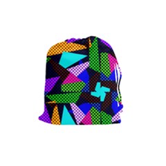 Trippy Blocks, Dotted Geometric Pattern Drawstring Pouch (medium)