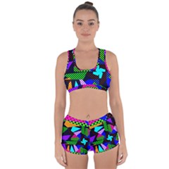 Trippy Blocks, Dotted Geometric Pattern Racerback Boyleg Bikini Set by Casemiro