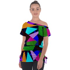 Trippy Blocks, Dotted Geometric Pattern Tie-up Tee