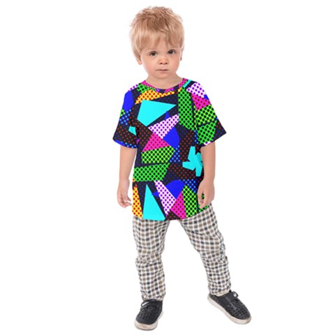 Trippy Blocks, Dotted Geometric Pattern Kids  Raglan Tee by Casemiro