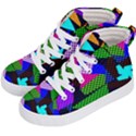 Trippy blocks, dotted geometric pattern Kids  Hi-Top Skate Sneakers View2