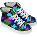 Trippy blocks, dotted geometric pattern Kids  Hi-Top Skate Sneakers View3