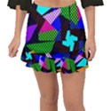 Trippy blocks, dotted geometric pattern Fishtail Mini Chiffon Skirt View1