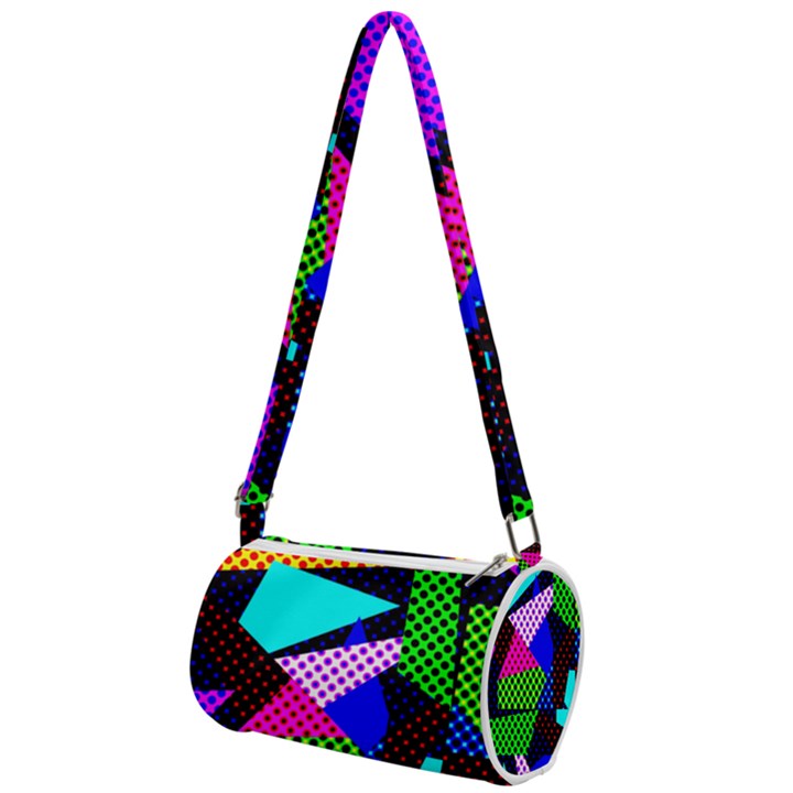 Trippy blocks, dotted geometric pattern Mini Cylinder Bag